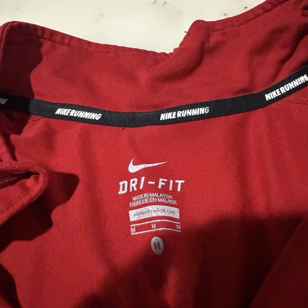 Nike Running Dri-FIT Men's M Red Quarter Zip Pullover Long Sleeve Shirt - Picture 3 of 15